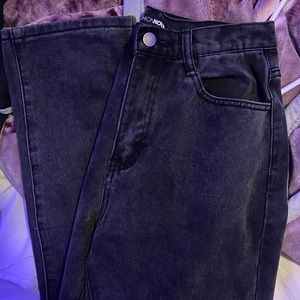 Fashion Nova, Grey/Black Straight Boyfriend Jeans